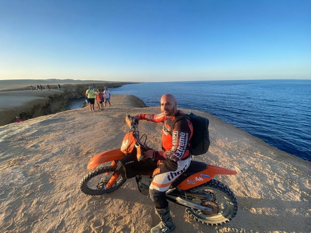 Motorbikes overlooking the Hurghada desert.