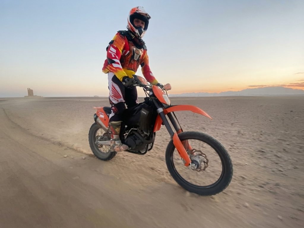 A Bike Egypt Motorbike in the desert.